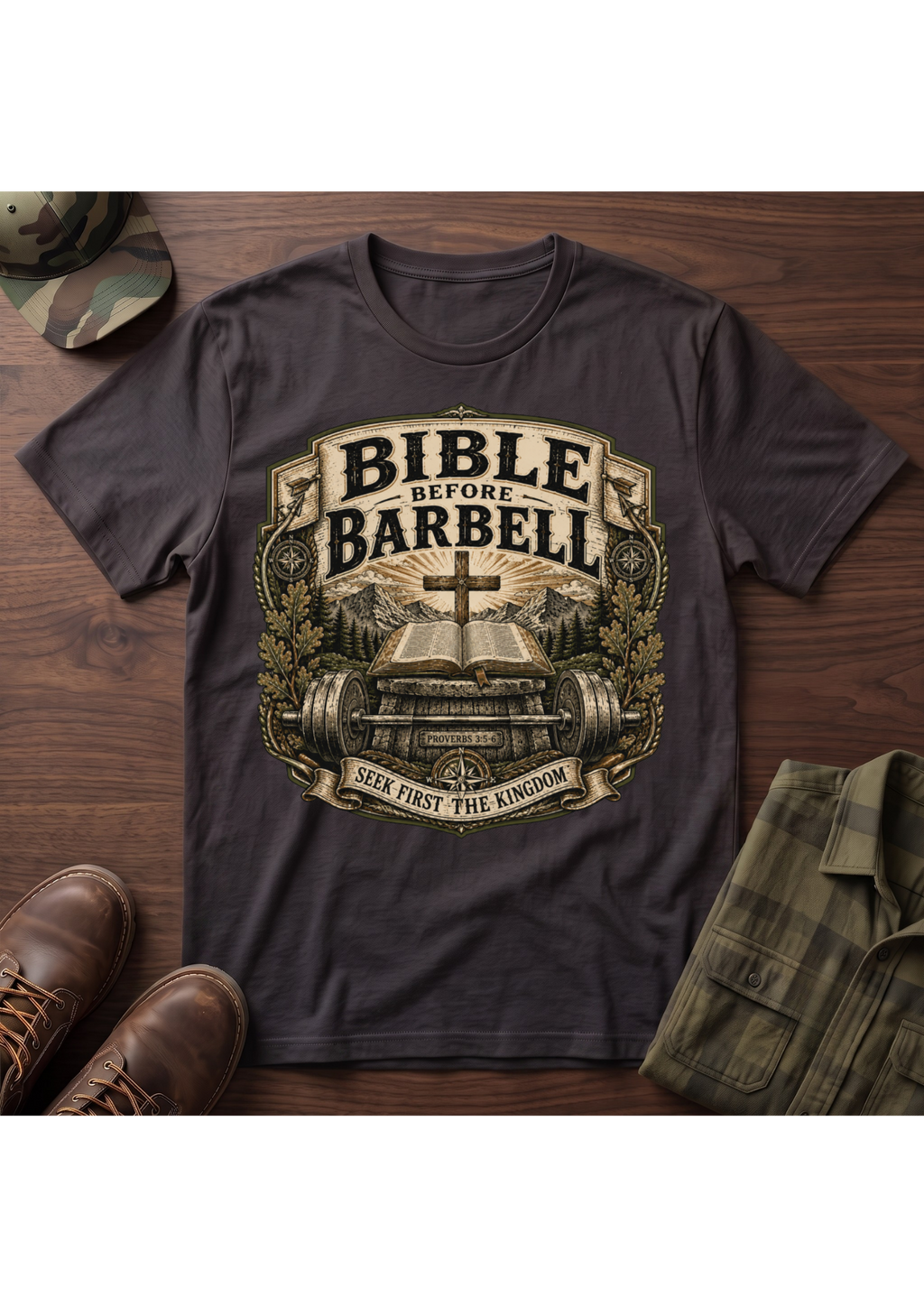 Bible Before Barbell T-Shirt