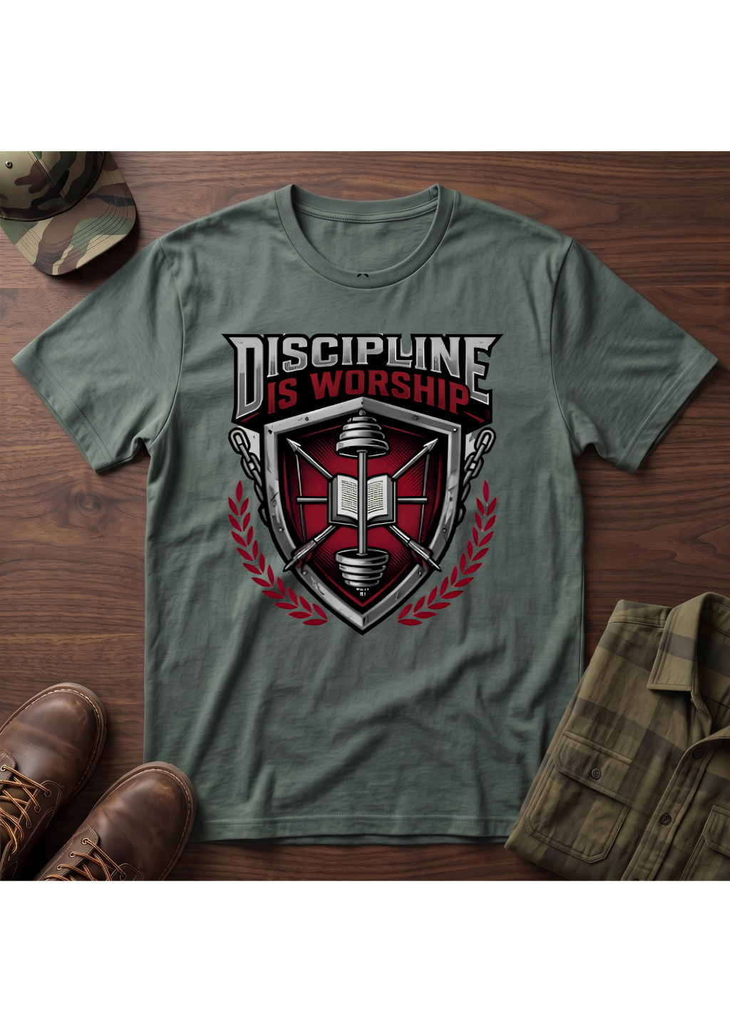 Discipline is Worship Shield T-Shirt