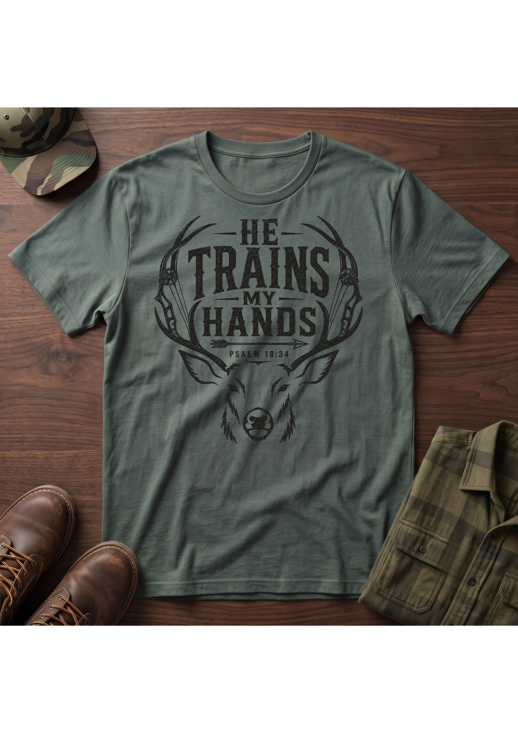 PSALM 18:34 BUCK T-SHIRT