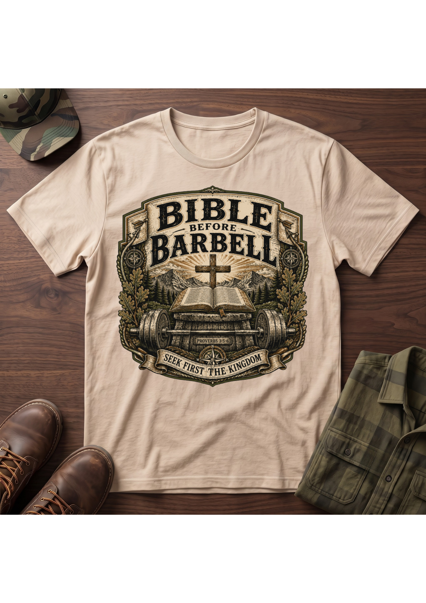 Bible Before Barbell T-Shirt