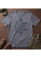 Train Pray Repeat Minimalist Cross T-Shirt